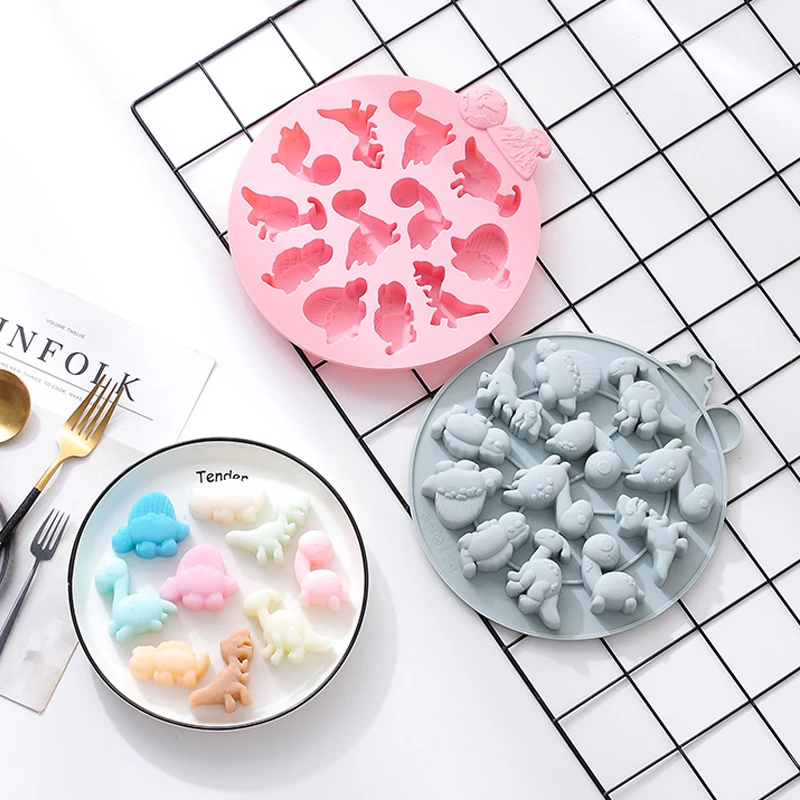 

12 dinosaur silicone mold complementary food chocolate mold cake baking jelly ice cube grid epoxy mold baking accessories