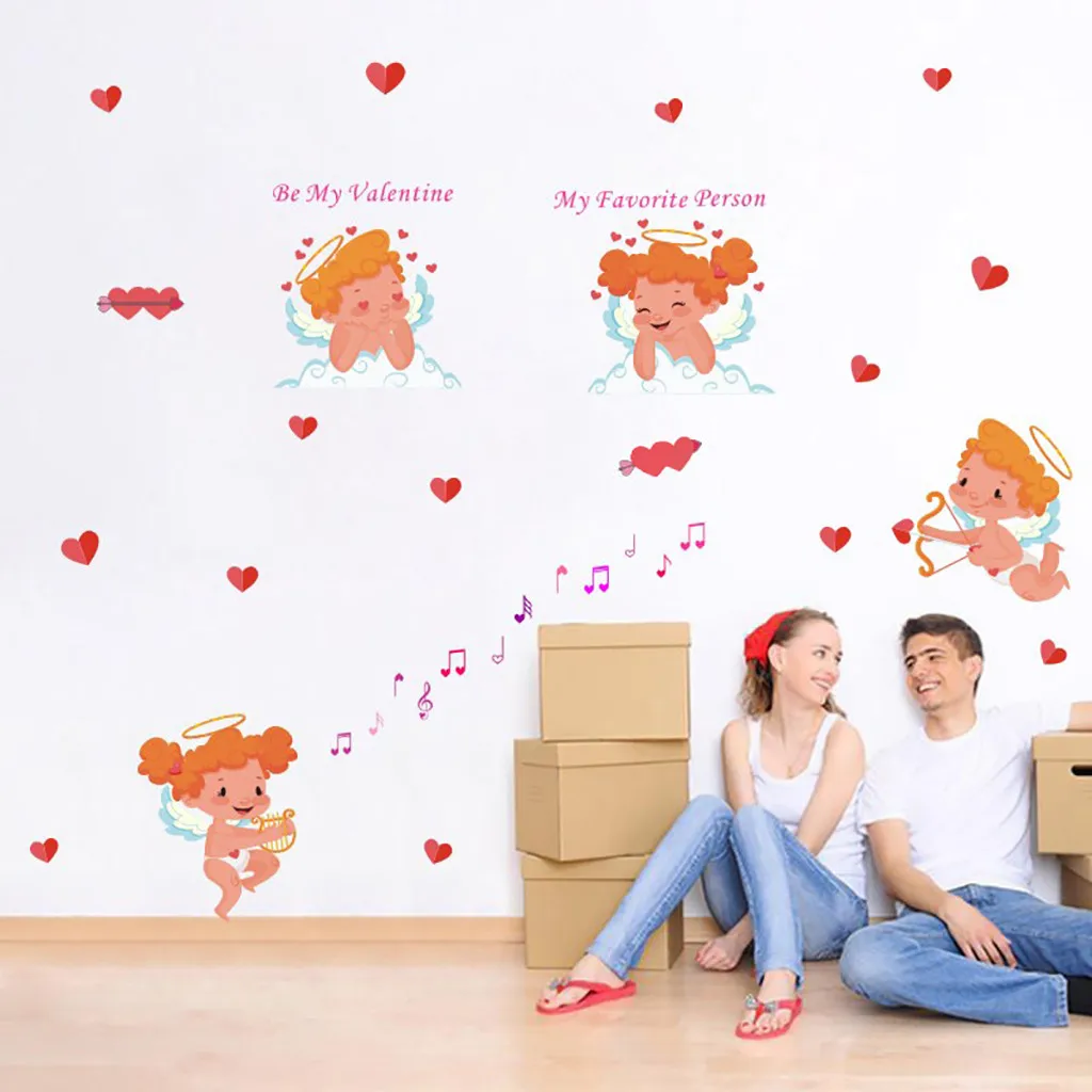 

KAKUDER Wall stickers Romantic Valentine's Day Creative Window Glass Stickers Love Decal Home Decors adesivo de parede Drop Ship