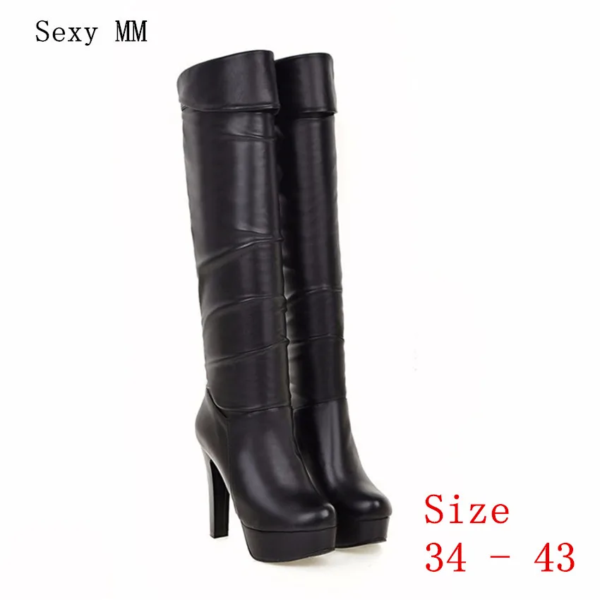 

Autumn Winter Warm Platform High Heels Boots Women Knee-High Boots Woman Thigh High Boots Ladies Shoes Plus Size 34-40.41.42.43