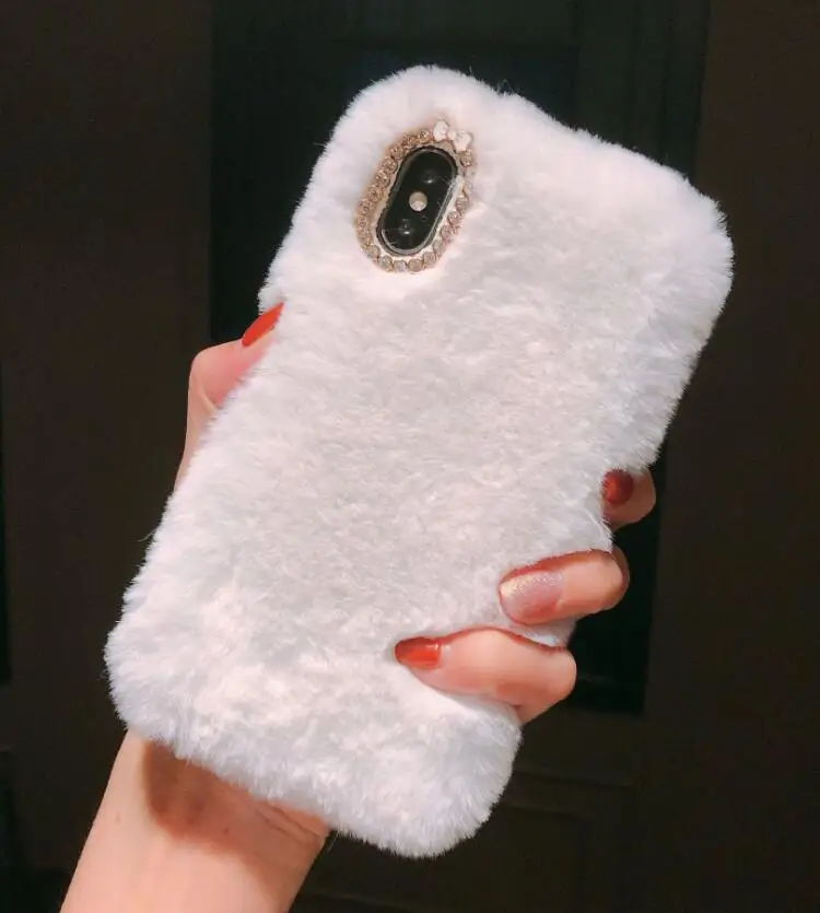 White Kuutti Squishy роскошный Пушистый Плюшевый Меховой чехол для телефона для iPhone 6 6s 7 8 Plus X XR XS Max смарт-чехлы для iPhone 11 - Цвет: White