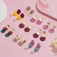 new korean statement pink drop earrings for women fashion retro geometric round cute earrings for teens jewelry wholesale hot