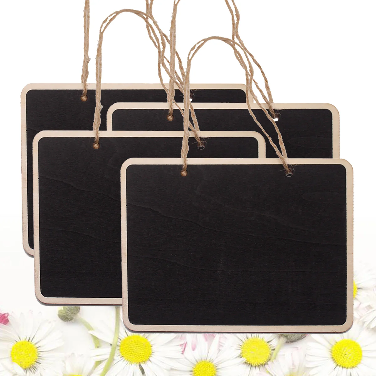 

4 PCS Mini Chalkboards Rectangular Hanging Blackboard Double Sided Chalkboard Wedding Party Table Number Place Tag Message