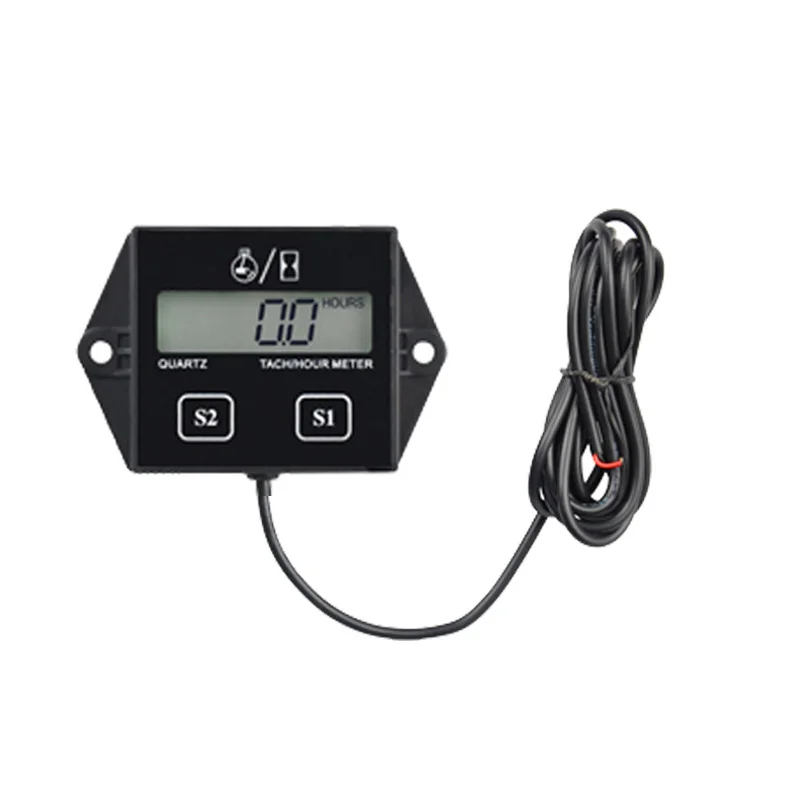 

2020 Motorcycle Digital Display Tachometer Motor Boat Engine Electronic Tachometer built in battery tach hour meter black