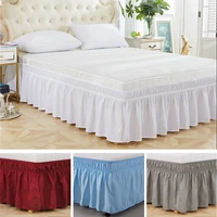 wrap around ruffled bed skirt with adjustable elastic belt wrinkle free bedskirt dust ruffles bed frame cover queen king size