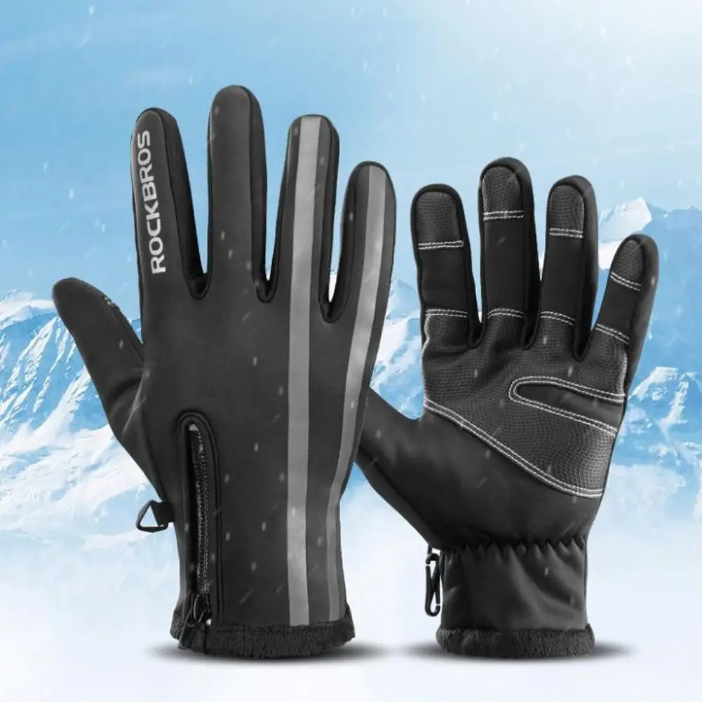 

Screen Bike Gloves Winter Thermal Windproof Warm Full Finger Cycling Glove Anti-slip Bicycle Gloves For Men Women