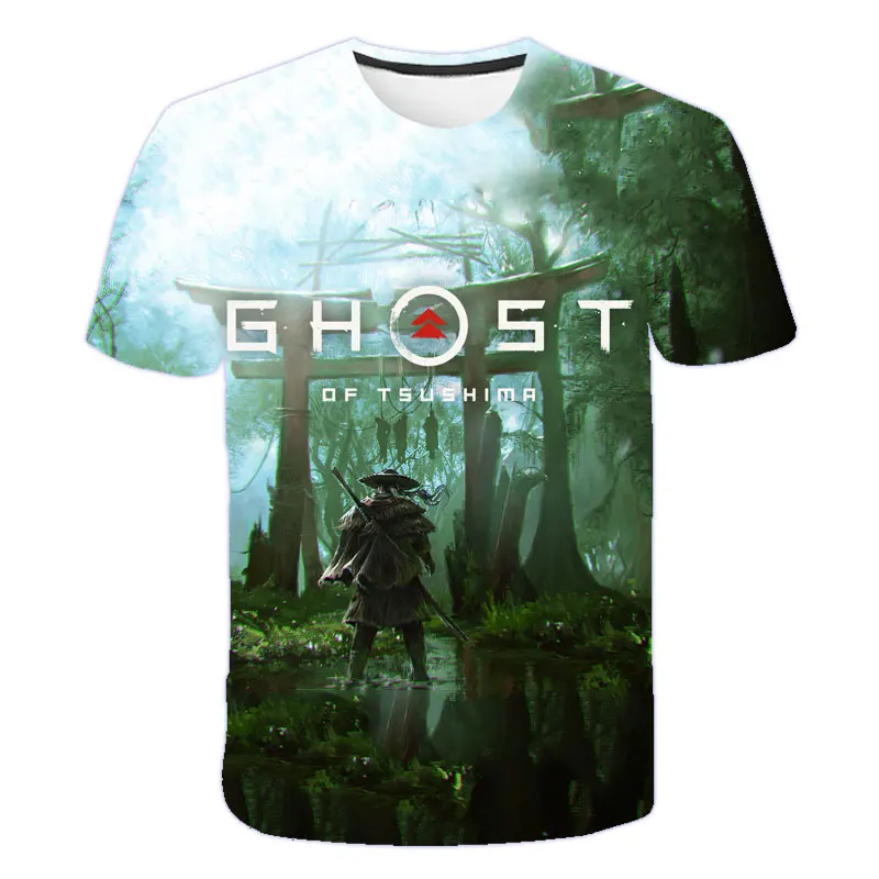 

4-14T Boys t shirt Ghost Of Tsushima 3D printed T-shirt Harajuku t-shirt Costume Japanese Katana Samurai Ronin baby boy clothes