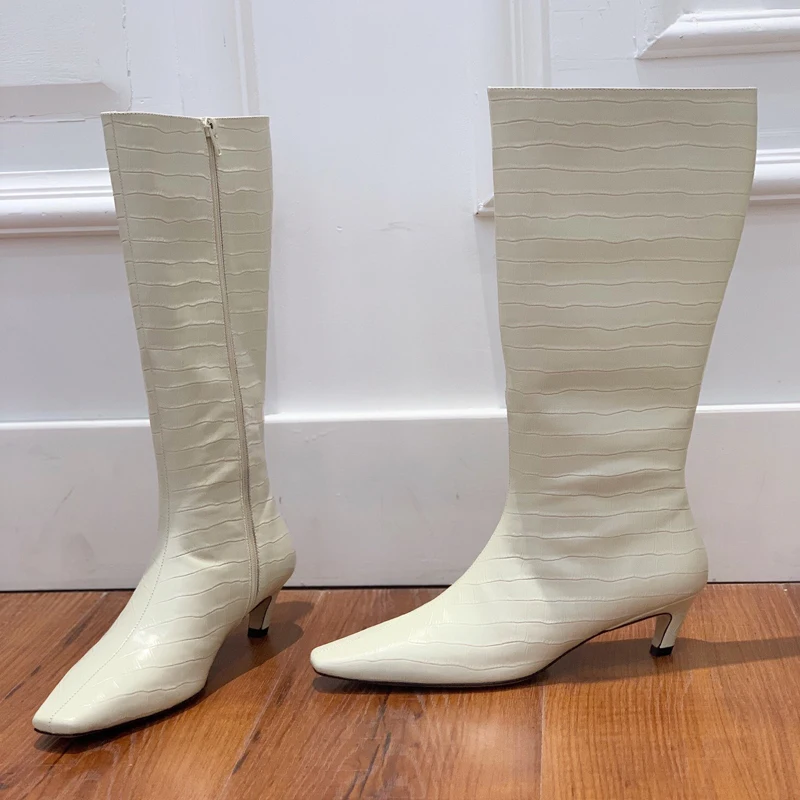 

Fashion Women Knee High Boots Stiletto Pointed Toe Comfortable Party Club Winter Ladies Footwear Free Shipping