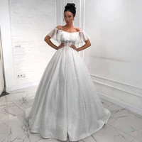 eightree sexy princess wedding dresses white off shoulder glitter bridal dress elegant tulle a line beach wedding gown plus size