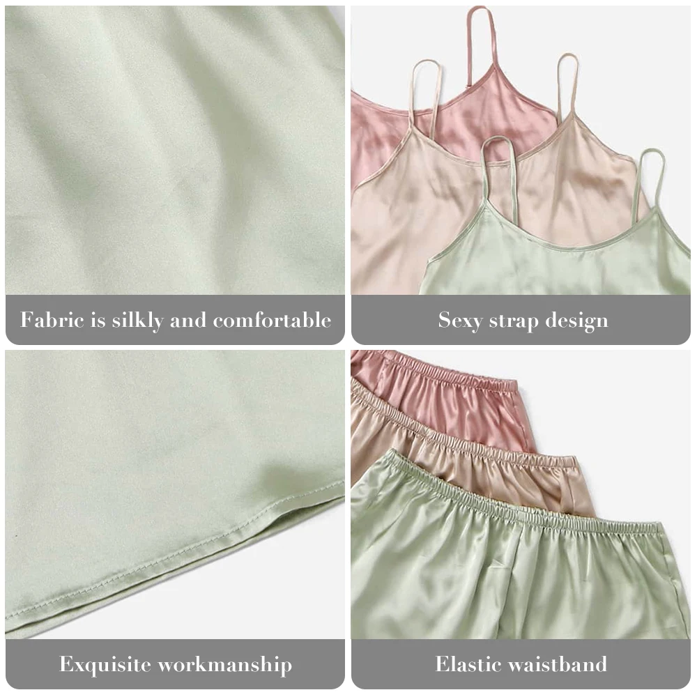 12 цветов летний женский пижамный комплект сексуальный шелковый без рукавов