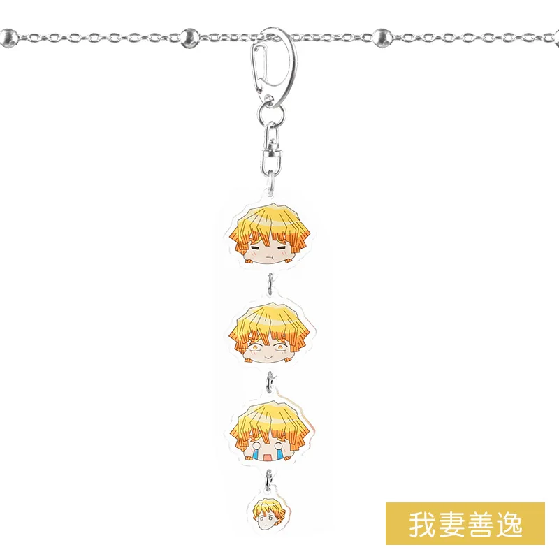 

Anime Demon Slayer Kimetsu No Yaiba Key Chains Acrylic Student Couple Backpack Accessories Keyring Metal a String Of Key Chains