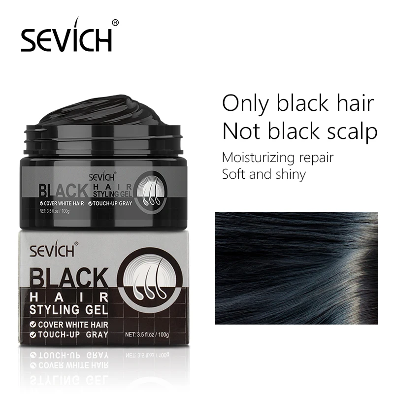 Sevich 100g Blackening Hair Clay Temporary Dye Hair Wax for Hair Styling Pomade Long-lasting Dyeing Hair Styling Mud