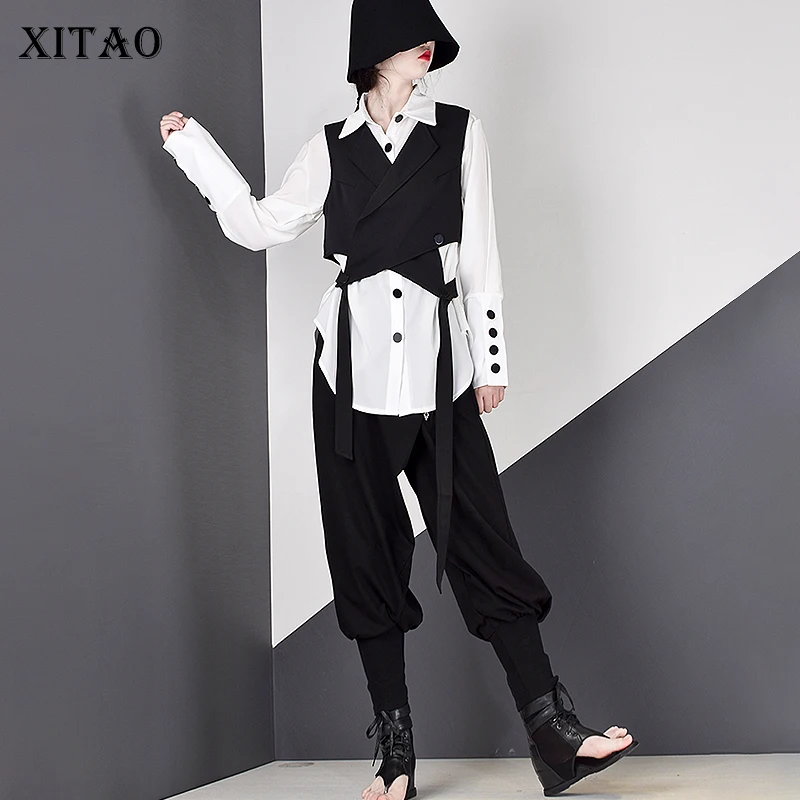 Женская плиссированная блузка XITAO Новая корейская модная однобортная рубашка с
