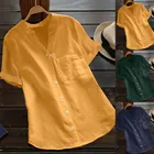 Женская летняя обувь с коротким рукавом Блузка женская хлопковая льняная блузка женские повседневные футболки Топы с длинными рукавами, бесплатная доставка размера плюс S-2XL