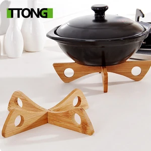 Бамбуковые термостойкие коврики для сковородок, съемный кухонный держатель для чашек и подстаканников