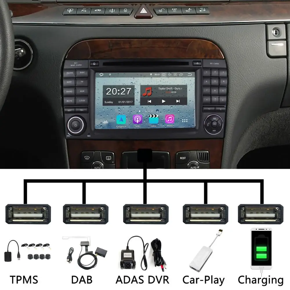 PX6 Octa Core Android 9.0 4+64G 5 USB Car DVD For BENZ S-Class W220/S280/S320/S350/S400/S430/S500 1999-2006 Radio GPS DSP | Автомобили и