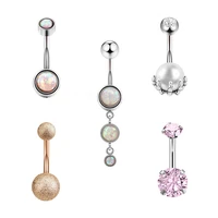 fashion retro anti allergy lounger titanium nail belly button rings navel body piercing star heart round crystal pendant jewelry