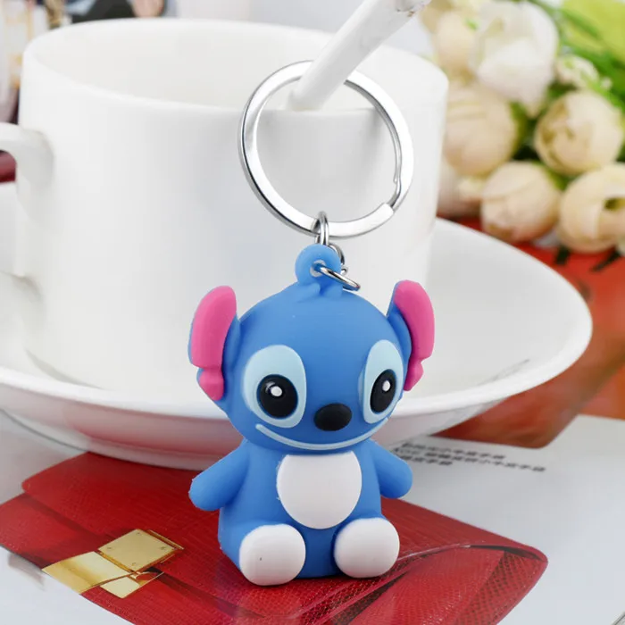 blue Аниме мультфильм милый Охана Лило Ститч брелок Kawaii Эмаль Подвеска из металлического сплава ожерелье chaviro автомобиль брелок цифры брелок - Цвет: blue