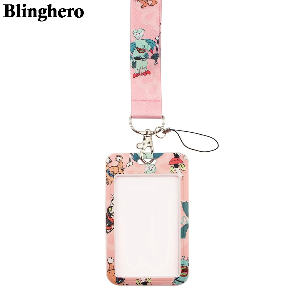 CB426 мультфильм животных Розовый шейный ремешок держатель для карт Значок