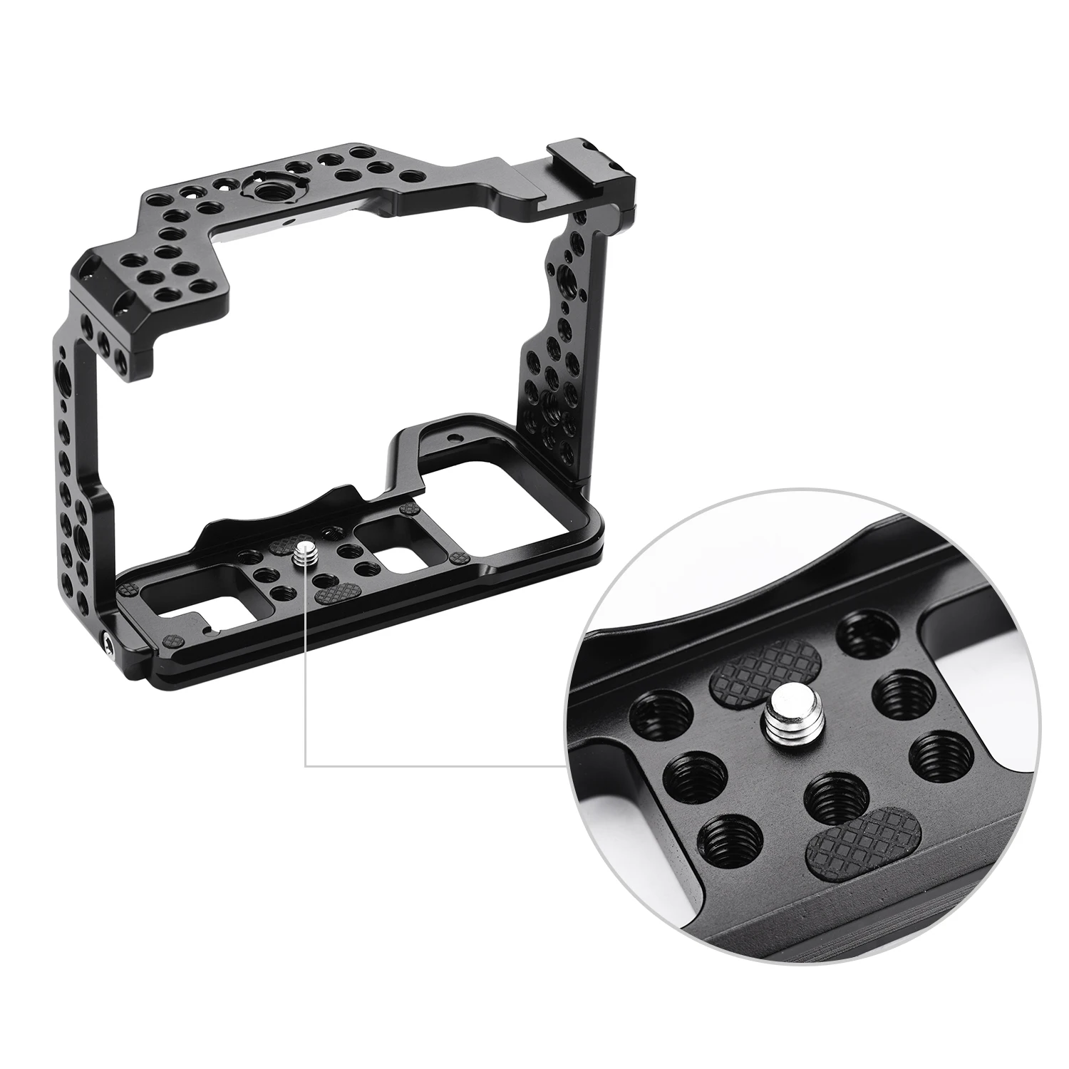 

vlog Camera Cage+Side Wooden Handle Kit Video Film Stabilizer Aluminum Alloy with Cold Shoe Mount for Sony A7R IV A7R4 Camera