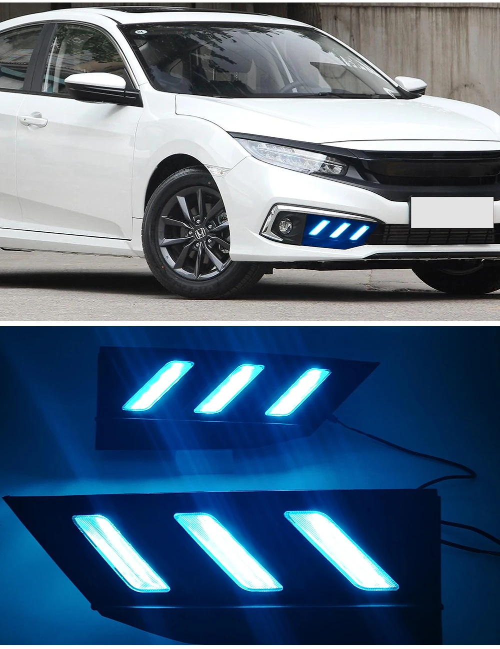 Автомобильный мигающий 1 пара светодиодный DRL для Honda Civic sedan с движущимся сигналом светодиодный противотуманный фонарь крышка дневной ходовой светильник