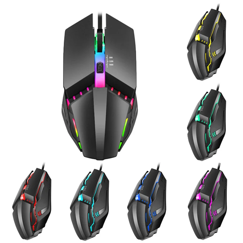 

RGB Wired Mouse Gaming Accuracy 1600DPI 4 Button Computer Mice Noiseless Ergonomic Mouse For PC Laptop Computer