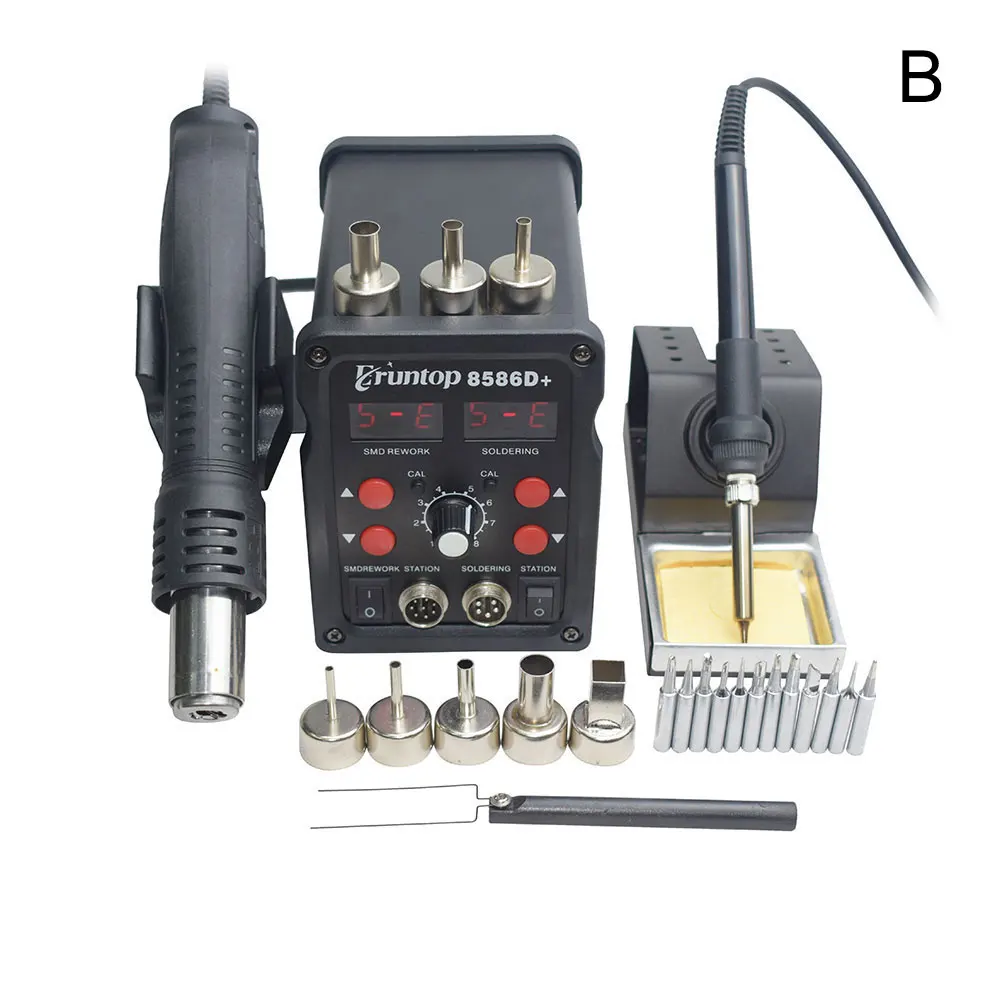 B Eruntop 8586D+ двойной цифровой дисплей, Электрические паяльники+ фена SMD паяльная станция обновленная с 8586 - Цвет: B
