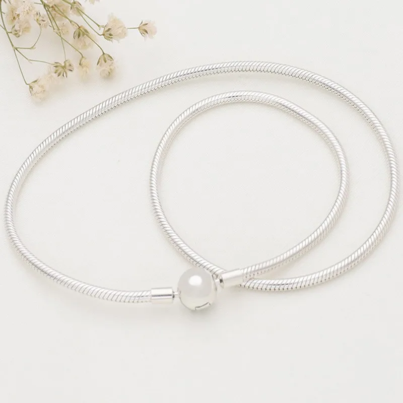 

Original 925 Sterling Silver New Round Head Letter Snake Bone Pan Necklace For Women Wedding Party Gift Fashion Jewelry
