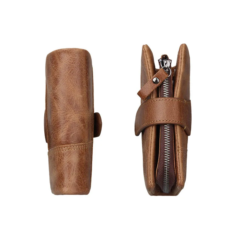 Мужской кошелек из натуральной кожи многофункциональный RFID с пряжкой для монет