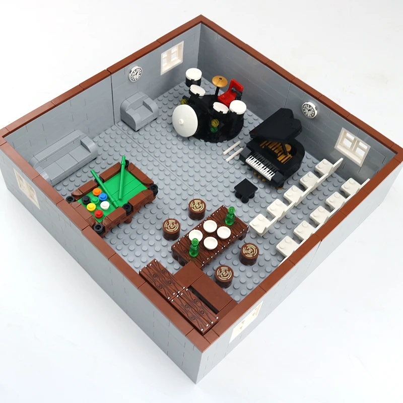 

MOC City Friends Room Building Blocks Collection Creator DIY Set Billiard hall Baby room Living room Bar Office Toys Children