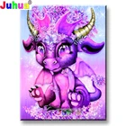 Алмазная картина Стразы 100%, круглая, квадратная, мультяшная, розовая корова, Алмазная мозаика, дракон, куб, украшение для дома