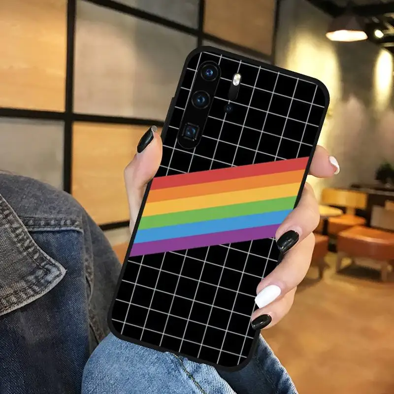 Радужный клетчатый чехол для телефона с надписью love геев Huawei P9 P10 P20 P30 Lite 2016 2017 2019
