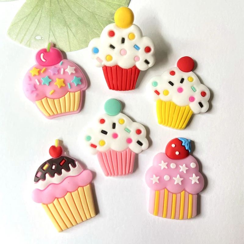12pcs sweet cup cake rubber flatback supplies diy hat headwear hair clips bows center jewelry making phone shell accessories free global shipping