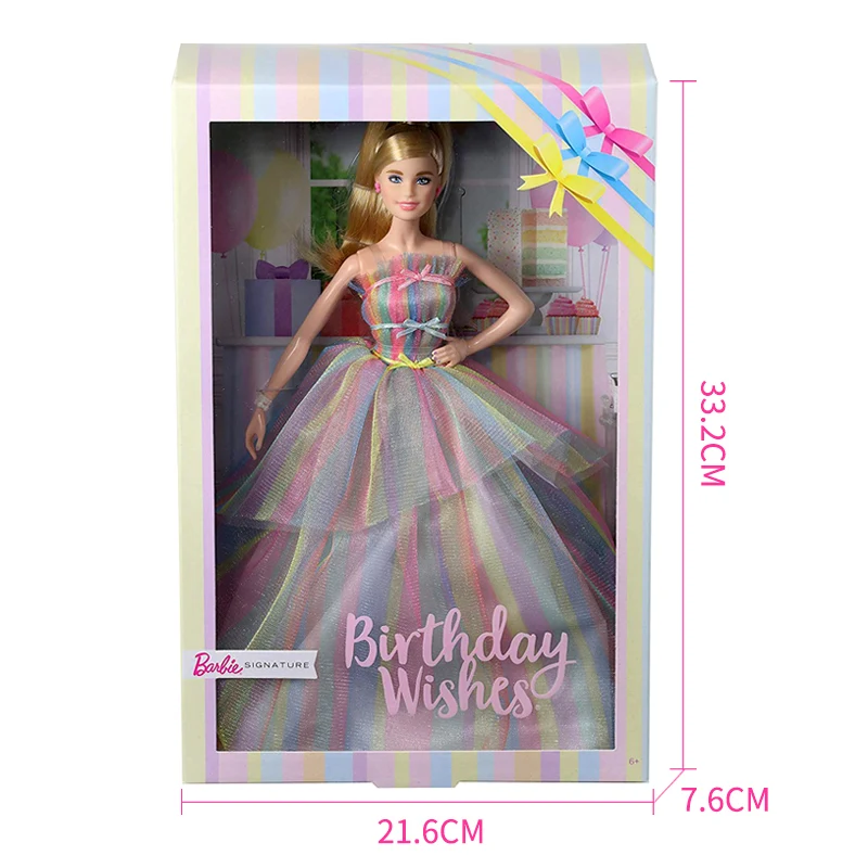

Original Barbie Signature Birthday Wishes Doll for Girls Fashion Rainbow Dress and AccessoriesToys for Kids Best Birthday Gift