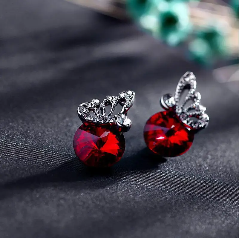 Модные Изящные круглые серьги-гвоздики в форме бабочки с кристаллами 2018