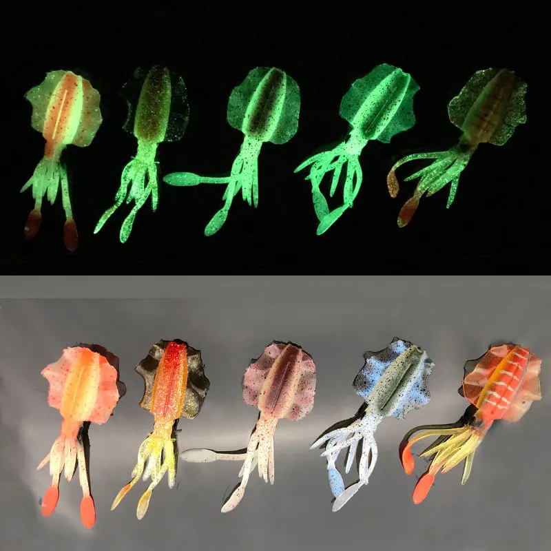 Fishing Soft Squid Lure 6cm 2g 1cps 4pcs 7g 10cm 2pcs Luminous UV Squid Jigs For Freshwater Fishing Lure Wobbler Bait Tackle