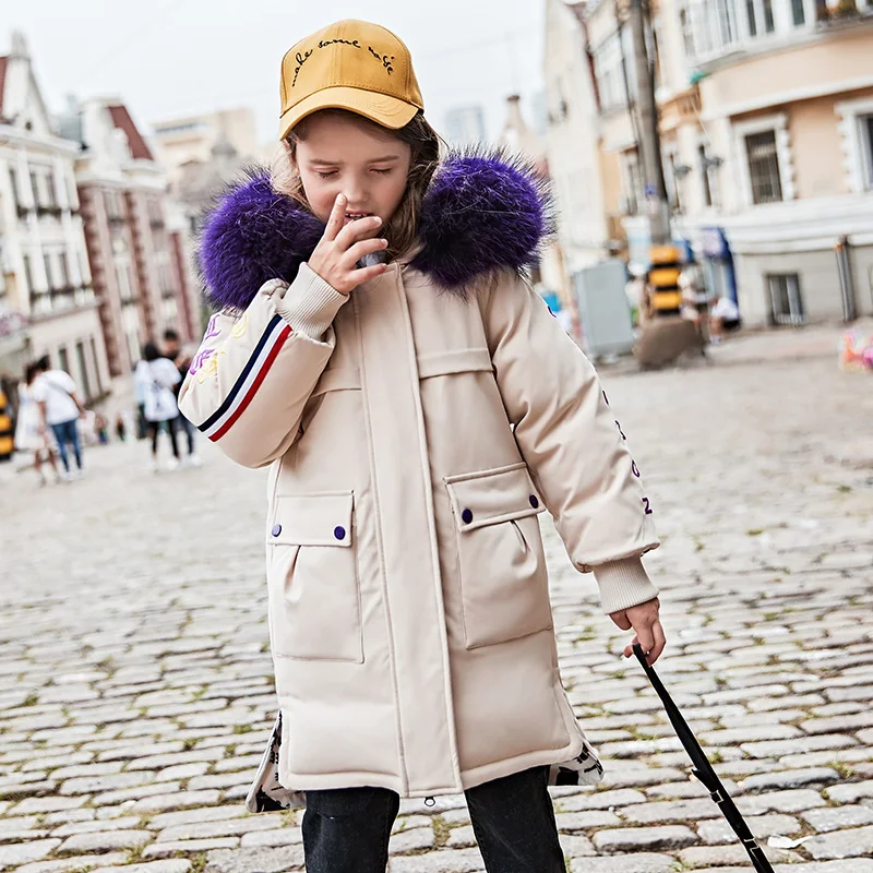 2019 двусторонний дизайн детские пуховики толстые теплые парки на утином пуху для