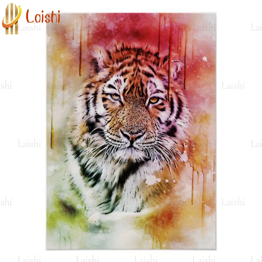 

Diamond Embroidery Color graffiti Lion Cross Stitch Diamond Painting Rhinestone Full Square round stones Beadwork Diamond Mosaic