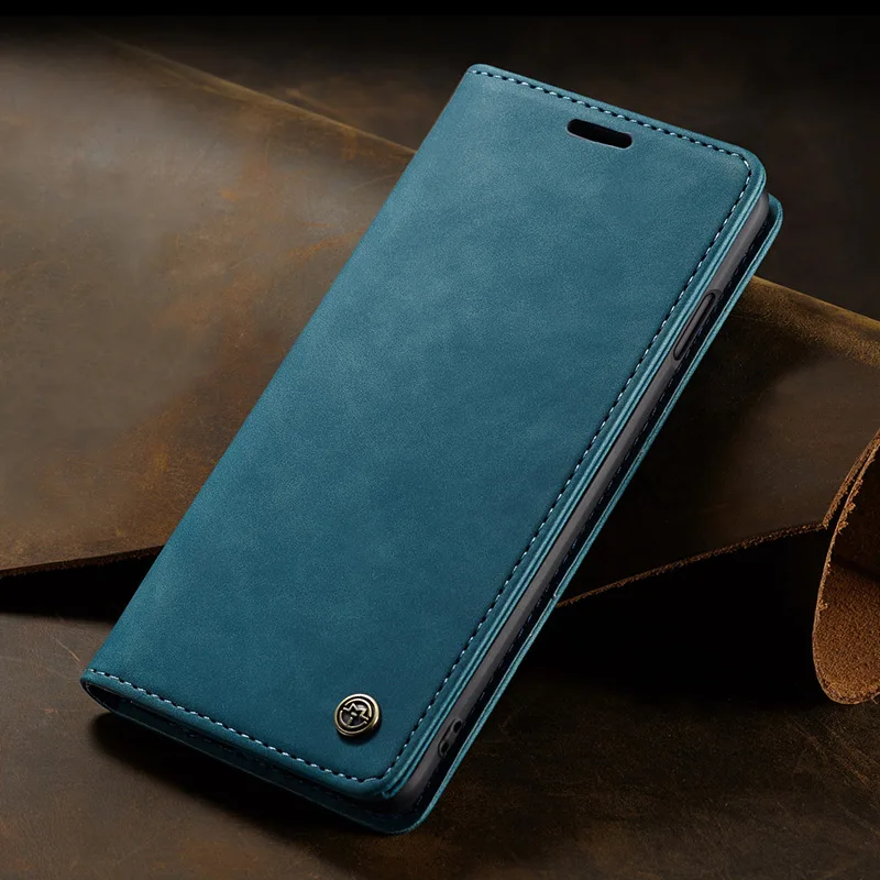 Роскошный Магнитный кожаный чехол для телефона, сумки для samsung S8 S9 S10 Note10 Plus 5G, винтажный флип-чехол для телефона Galaxy A30 A40 A50 A70 - Цвет: Синий