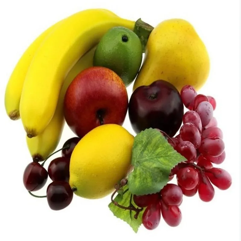 Conjunto de frutas y verduras falsas de simulaci&oacute;n, paquete de modelo de frutas artificiales, 3-0