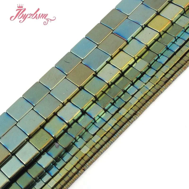 1-10 мм Гладкие квадратные зеленые гематитовые бусины из натурального камня для