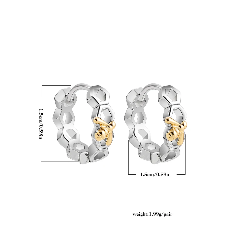 Модные золотистые и Серебристые серьги-кольца в виде насекомых пчелы женские