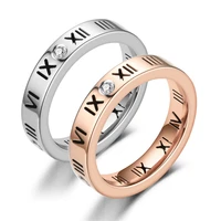 trend simple fashion roman numeral romantic couple ring stainless steel engagement ring for jewelry gift wholesale