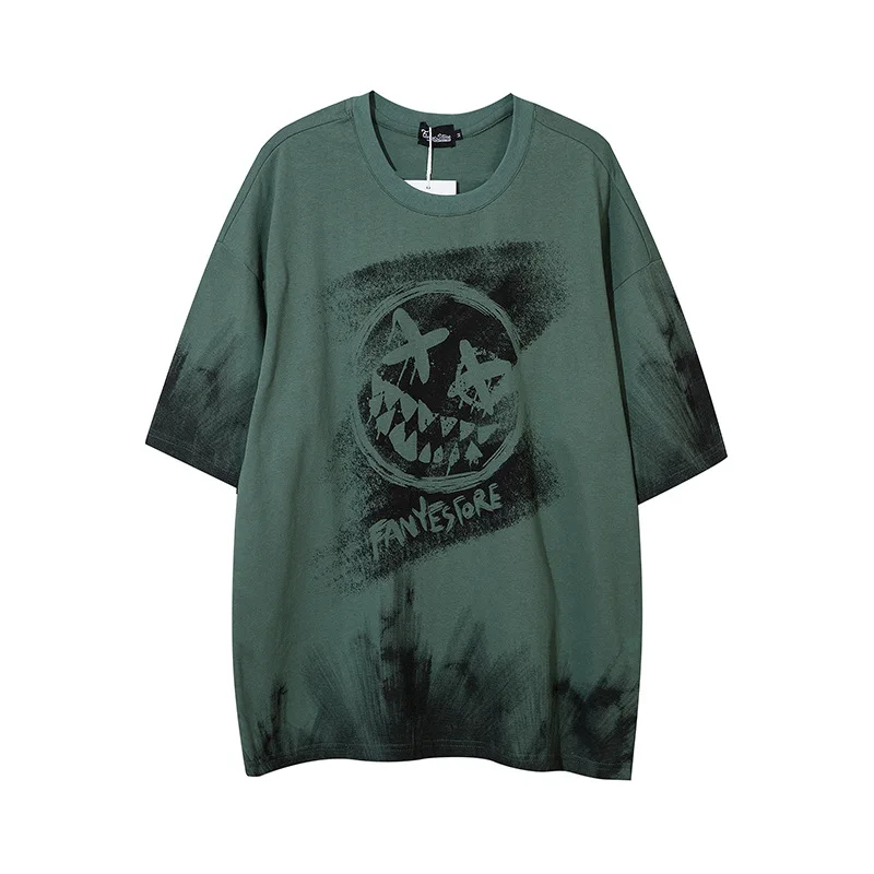

2021 Summer Tie Dye T Shirt Oversized Hip Hop Streetwear Tshirt Harajuku Short Sleeve Loose T-Shirt Tops Tees WQ639