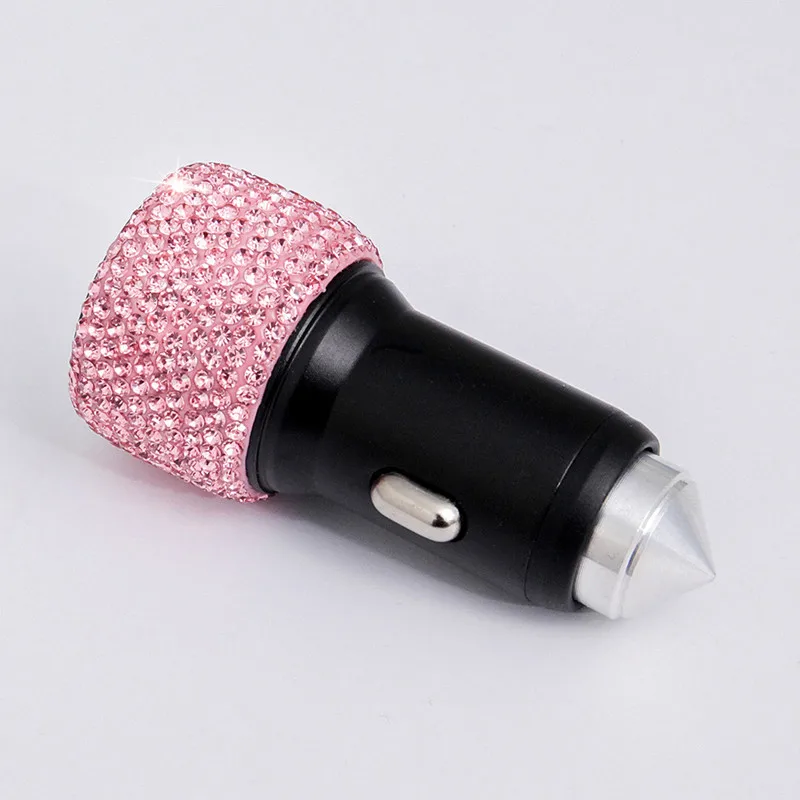 Pink 1 шт. Модное Новое двойной зарядное устройство usb автомобильная Зажигалка Bling ручной работы, со стразами хрустальные Автомобильные украшения для быстрой зарядки автомобиля Декор - Color Name: Pink