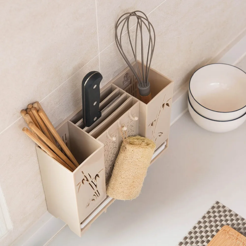 

Wall Mounted Chopsticks Storage Rack Shelf Knife Holder Knife Block Cooker Tableware Holder Storage Box Case Container