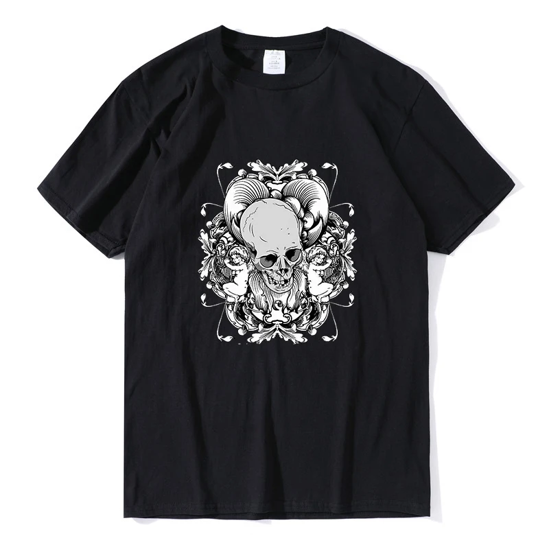 

Новинка 2021, крутая модная футболка для мужчин, футболка с черепом ужаса, унисекс, высокое качество, 100% хлопок, новинка, футболки с коротким ру...