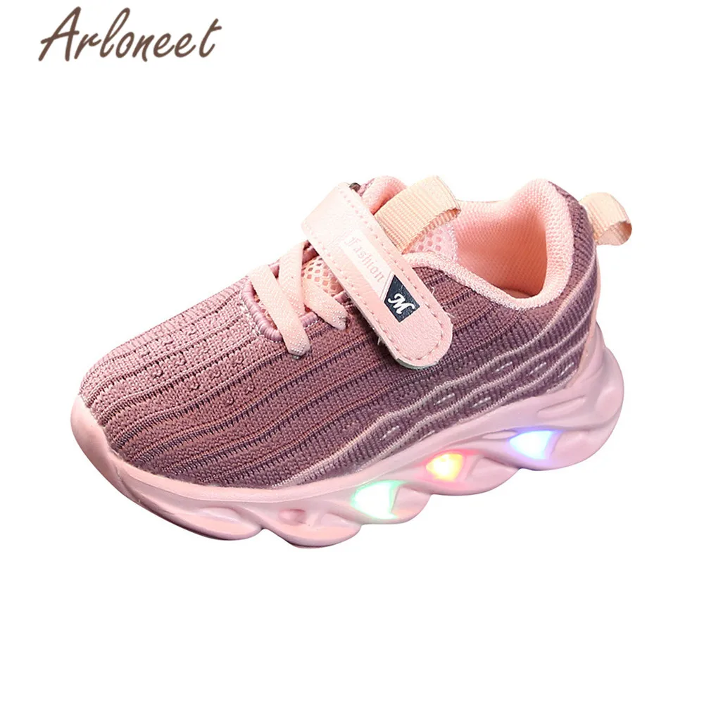 ARLONEET/детская обувь с подсветкой Сетчатый светильник Дышащая для бега Спортивные