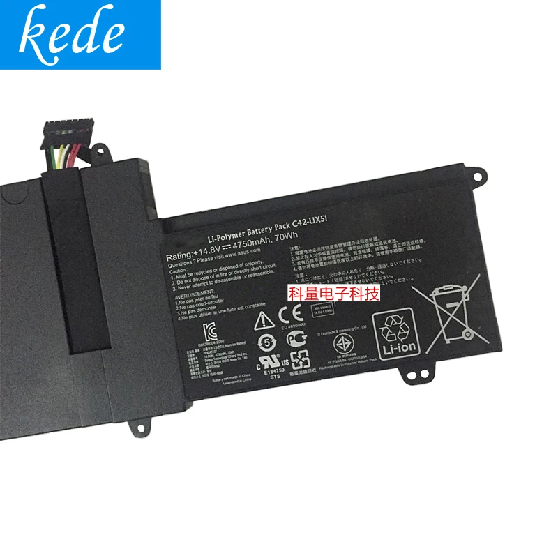 Kede genuíno оригинальный C42-UX51 bateria do портативный para asus zenbook u500 u500v u500vz ux51 ux51v ux51vz 70wh