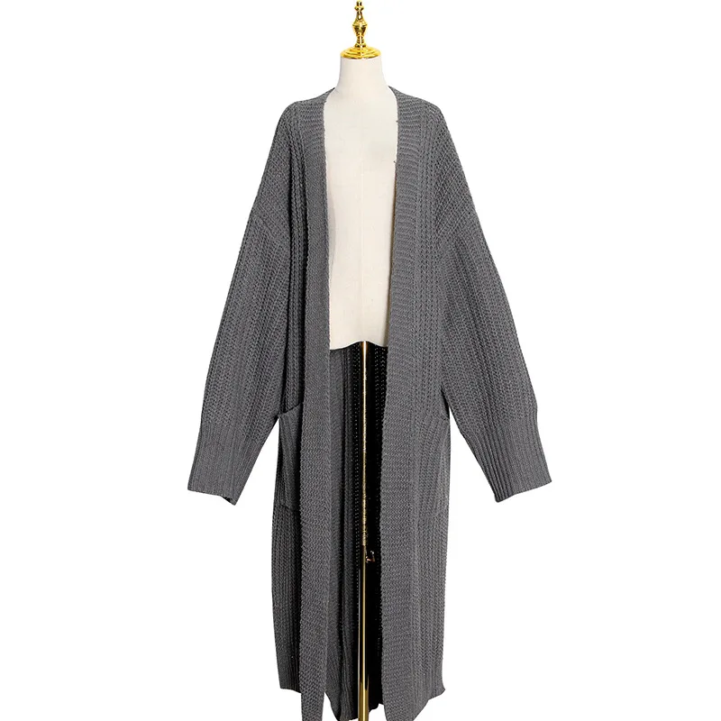 

New lazy wind ins knee-length cardigan sweater female Korean version of loose large size padded sweater