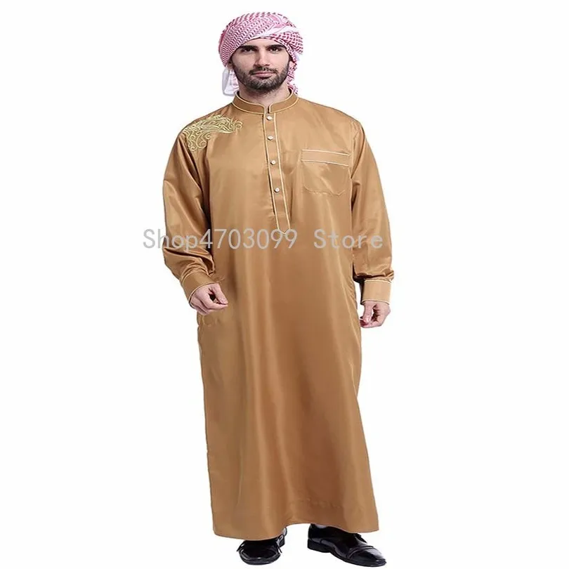 Malaysian Muslim Clothing Arab Middle Eastern Men's Robes Muslim Dress Islam Kaftan Thobe Abaya Formal Jubba Thobe Long Sleeve
